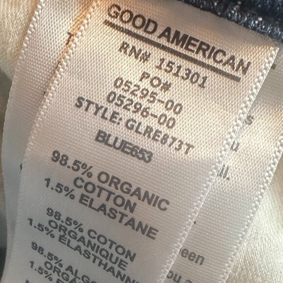 Good American Good Legs Skinny Jeans Frayed Hem Dark Blue Stretch Size 00 24 - Picture 10 of 11